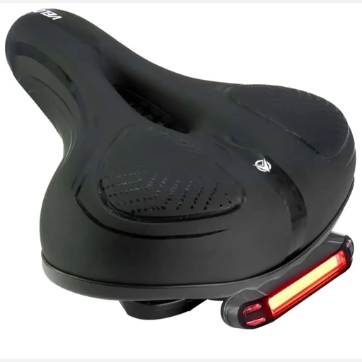 زین دوچرخه مدل ژل پهن طبی ولو پلاس چراغدار